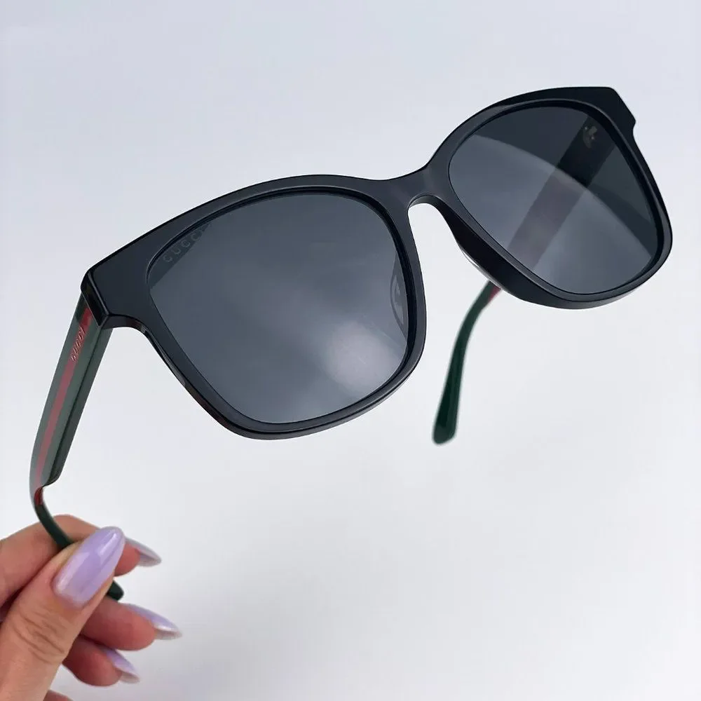 🔥Gucci GG0417SK 001 Sunglasses Black Multicolour Grey Oval Unisex